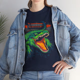 Beast Of The Stadium Unisex Heavy Cotton Tee Electric Crocodile Power Design Bold Neon Green Reptile Artwork For Streetwear And Fearless Fashion Lovers