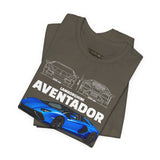 Blue Hypercar Blueprint Unisex Heavy Cotton Tee High Performance Streetwear Design for Car Enthusiasts Racers and Speed Lovers