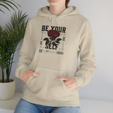 Be Your Self Rose Hoodie Comfortable Unisex Sweatshirt Motivational Streetwear Bold Floral Empowerment Design for Self Love Perfect Gift for Friends Birthdays Cozy Days Casual Wear