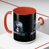 Space Galaxy Accent Coffee Mug 11oz 15oz Astronaut Spacecraft Earth Black Two Tone Ceramic Cup Gift for Space Lovers