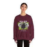 Destiny Fearless Pursuit of Happiness Unisex Heavy Blend Crewneck Sweatshirt Gothic Skeleton Hands Globe Graphic Streetwear Bold Motivational Pullover