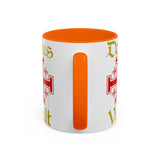 Deus Vult Accent Coffee Mug 11oz 15oz Red Cross Knight Crusader Ceramic Cup Bold Medieval Design Christian Symbol Faith Inspired Coffee Tea Gift Drinkware