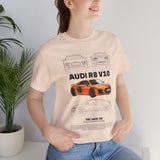Orange Mid Engine Supercar Blueprint Artwork Unisex Heavy Cotton Tee High Performance Inspired Streetwear Graphic Shirt For Car Enthusiasts And Automotive Art Fans