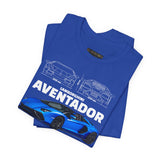 Blue Hypercar Blueprint Unisex Heavy Cotton Tee High Performance Streetwear Design for Car Enthusiasts Racers and Speed Lovers