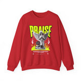 Praise Angel Statue Graphic Unisex Heavy Blend Crewneck Sweatshirt Gothic Spiritual Streetwear Pullover