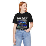 Bullet Blue Street Racing Artwork Unisex Heavy Cotton Tee High Performance Inspired Graphic Shirt For Car Lovers And Urban Streetwear Fans
