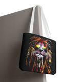 Rasta Lion Eco Tote Bag Vibrant Reggae Inspired Artistic Lion with Headphones Jamaican Island Style Bold Art Print Durable Cotton Canvas Bag for Music Lovers Travel or Daily Use by KLASSORO