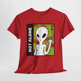 Unisex Not Alone Alien T Shirt Cartoon UFO Graphic Tee Extraterrestrial Sci Fi Space Themed Paranormal Conspiracy Inspired Streetwear Top