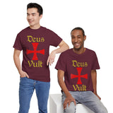 Unisex Deus Vult T Shirt Medieval Crusader Cross Graphic Tee Warrior Knight Inspired Vintage Christian Symbol Heavy Cotton Streetwear