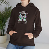 Neo Invaders Futuristic Holographic Graphic Unisex Heavy Blend Hooded Sweatshirt Sci Fi Cyberpunk Streetwear Bold Statement Hoodie