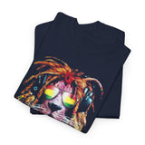 Rasta Lion Unisex Heavy Cotton Tee Bold Reggae Vibes Artistic Lion Headphones Design Cool Jamaican Streetwear Graphic TShirt Symbol of Strength Music and Freedom by KLASSORO