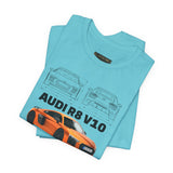 Orange Mid Engine Supercar Blueprint Artwork Unisex Heavy Cotton Tee High Performance Inspired Streetwear Graphic Shirt For Car Enthusiasts And Automotive Art Fans