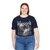 Blessed Angel Statue Graphic Unisex Jersey Short Sleeve Tee Gothic Streetwear Aesthetic Spiritual Bold Artistic Fashion T Shirt