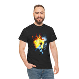 The Jocker Burning Aces Unisex Heavy Cotton Tee Fiery Gothic Streetwear Design Bold Dark Art Shirt for Risk Takers, Hustlers, and Fearless Game Changers
