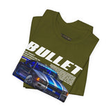 Bullet Blue Street Racing Artwork Unisex Heavy Cotton Tee High Performance Inspired Graphic Shirt For Car Lovers And Urban Streetwear Fans