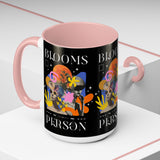 Blooms Person Accent Coffee Mug 11oz 15oz Abstract Floral Head Artistic Colorful Modern Creative Design Black White Ceramic Tea Cup Streetwear Inspired Artistic Fashion Drinkware