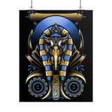 Eye Of Eternity Poster Gold And Blue Egyptian Owl Pharaoh Sacred Geometry Art Print Spiritual Wall Decor For Focus Energy And Royal Inspiration