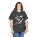 Fly High Angel Design Unisex Heavy Cotton Tee Streetwear Graphic T Shirt Spiritual Guardian Winged Warrior Style