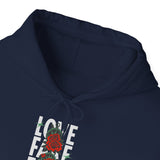 Love Fake Friendship Rose Graphic Hoodie Comfortable Unisex Sweatshirt Bold Statement Streetwear Pullover Empowering Artistic Floral Design for Self Expression Perfect Gift for Friends Birthdays Parties Cozy Days Casual Wear