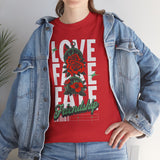 Love Fake Friendship Rose Graphic Unisex Heavy Cotton Tee Bold Statement Streetwear T Shirt Empowering Artistic Floral Design for Self Expression Perfect Gift for Friends Birthdays Parties Casual Wear