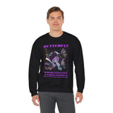 Unisex Heavy Blend Crewneck Sweatshirt Butterfly Holographic Graphic Pullover Black Streetwear Where Elegance Takes Flight Trendy Aesthetic Fashion Outfit