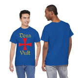 Deus Vult Unisex T Shirt Medieval Crusader Cross Graphic Tee Warrior Knight Inspired Vintage Christian Symbol Heavy Cotton Streetwear