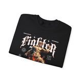 Fighter Resilience Victorious Flame Statue Graphic Unisex Heavy Blend Crewneck Sweatshirt Motivation Streetwear Pullover