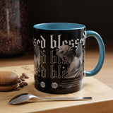 Blessed Angel Statue Graphic Accent Coffee Mug 11oz 15oz Gothic Streetwear Aesthetic Spiritual Artistic Ceramic Drinkware
