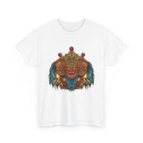 Unisex Balinese Barong Mask Graphic T Shirt Mythical Cultural Warrior Spirit Inspired Tee Tribal Festival Art Streetwear Heavy Cotton Top