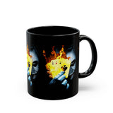 The Jocker Burning Aces Mug 11oz & 15oz Fiery Gothic Coffee Cup Bold Dark Art Design for Risk Takers, Gamers, and Fearless Morning Energy Lovers