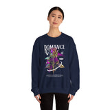 Romance Rose Unisex Heavy Blend Crewneck Sweatshirt Graphic Pullover Black Gothic Aesthetic Love Inspired Streetwear Fashion Artistic Outfit
