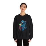 Galactic Dream Astronaut Neon Art Unisex Heavy Blend Crewneck Sweatshirt Vibrant Cosmic Streetwear Pullover Futuristic Space Design Soft Fleece Warm Comfortable Everyday Wear Perfect Gift for Sci Fi...