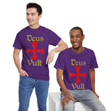 Unisex Deus Vult T Shirt Medieval Crusader Cross Graphic Tee Warrior Knight Inspired Vintage Christian Symbol Heavy Cotton Streetwear
