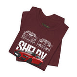 Shelby Red High Performance Muscle Coupe Blueprint Unisex Heavy Cotton Tee Retro Car Art Streetwear Gift for Gearheads Daily Wear Car Lovers Apparel
