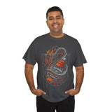 Inferno Spirit Fiery Dragon Whiskey Bottle Unisex Heavy Cotton Tee Bold Biker Streetwear Artistic Snake Flame Design Symbol of Power Energy and Rebellion Graphic Shirt