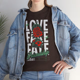 Love Fake Friendship Rose Graphic Unisex Heavy Cotton Tee Bold Statement Streetwear T Shirt Empowering Artistic Floral Design for Self Expression Perfect Gift for Friends Birthdays Parties Casual Wear