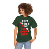 Unisex Once Upon A Time There Lived A Ghost T Shirt Horror Graphic Tee Spooky Paranormal Gothic Halloween Inspired Scary Storytelling Streetwear Top