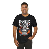 Humble Angel Statue Graphic Unisex Jersey Short Sleeve Tee Streetwear Fire Print T Shirt Bold Motivational Urban Fashion Outfit