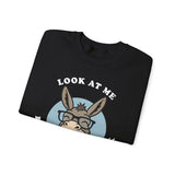 Look At Me I Wish You Good Luck Funny Donkey Unisex Sweatshirt Hilarious Cartoon Graphic Pullover Positive Vibes Humor Design Cozy Casual Wear Gift Idea