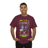 The Charmer Unisex Heavy Cotton Tee Futuristic Butterfly Graphic Streetwear Neon Cyber Aesthetic Artistic Fashion Statement T Shirt