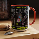 The Charmer Butterfly Accent Coffee Mug 11oz 15oz Black Two Tone Ceramic Cup Aesthetic Iridescent Butterfly Design Gift for Coffee Lovers