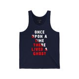 Unisex Once Upon A Time There Lived A Ghost Jersey Tank Top Horror Graphic Sleeveless Shirt Spooky Paranormal Gothic Halloween Inspired Scary Storytelling