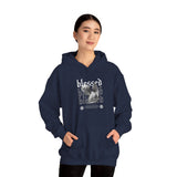 Blessed Angel Statue Graphic Unisex Heavy Blend Hooded Sweatshirt Gothic Streetwear Aesthetic Spiritual Bold Artistic Fashion Hoodie