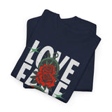 Love Fake Friendship Rose Graphic Unisex Heavy Cotton Tee Bold Statement Streetwear T Shirt Empowering Artistic Floral Design for Self Expression Perfect Gift for Friends Birthdays Parties Casual Wear
