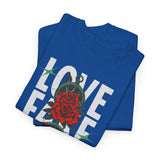 Love Fake Friendship Rose Graphic Unisex Heavy Cotton Tee Bold Statement Streetwear T Shirt Empowering Artistic Floral Design for Self Expression Perfect Gift for Friends Birthdays Parties Casual Wear