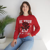 Be Your Self Rose Crewneck Comfortable Unisex Sweatshirt Motivational Streetwear Bold Floral Empowerment Design for Self Love Perfect Gift for Friends Birthdays Cozy Days Casual Wear