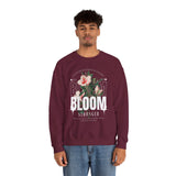 Bloom Stronger Floral Graphic Crewneck Comfortable Unisex Sweatshirt Motivational Streetwear Inspirational Empowerment Design for Self Growth Resilience Perfect Gift for Friends Birthdays Cozy Days Casual Wear
