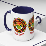 Kathakali Accent Coffee Mug 11oz 15oz Kerala India Classical Dance Art Face Ceramic Cup Cultural Heritage South Indian Folk Design Traditional Festival Gift