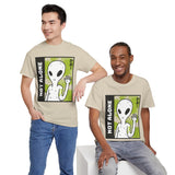 Unisex Not Alone Alien T Shirt Cartoon UFO Graphic Tee Extraterrestrial Sci Fi Space Themed Paranormal Conspiracy Inspired Streetwear Top