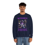 Butterfly Holographic Unisex Heavy Blend Crewneck Sweatshirt Graphic Pullover Black Streetwear Where Elegance Takes Flight Trendy Aesthetic Fashion Outfit